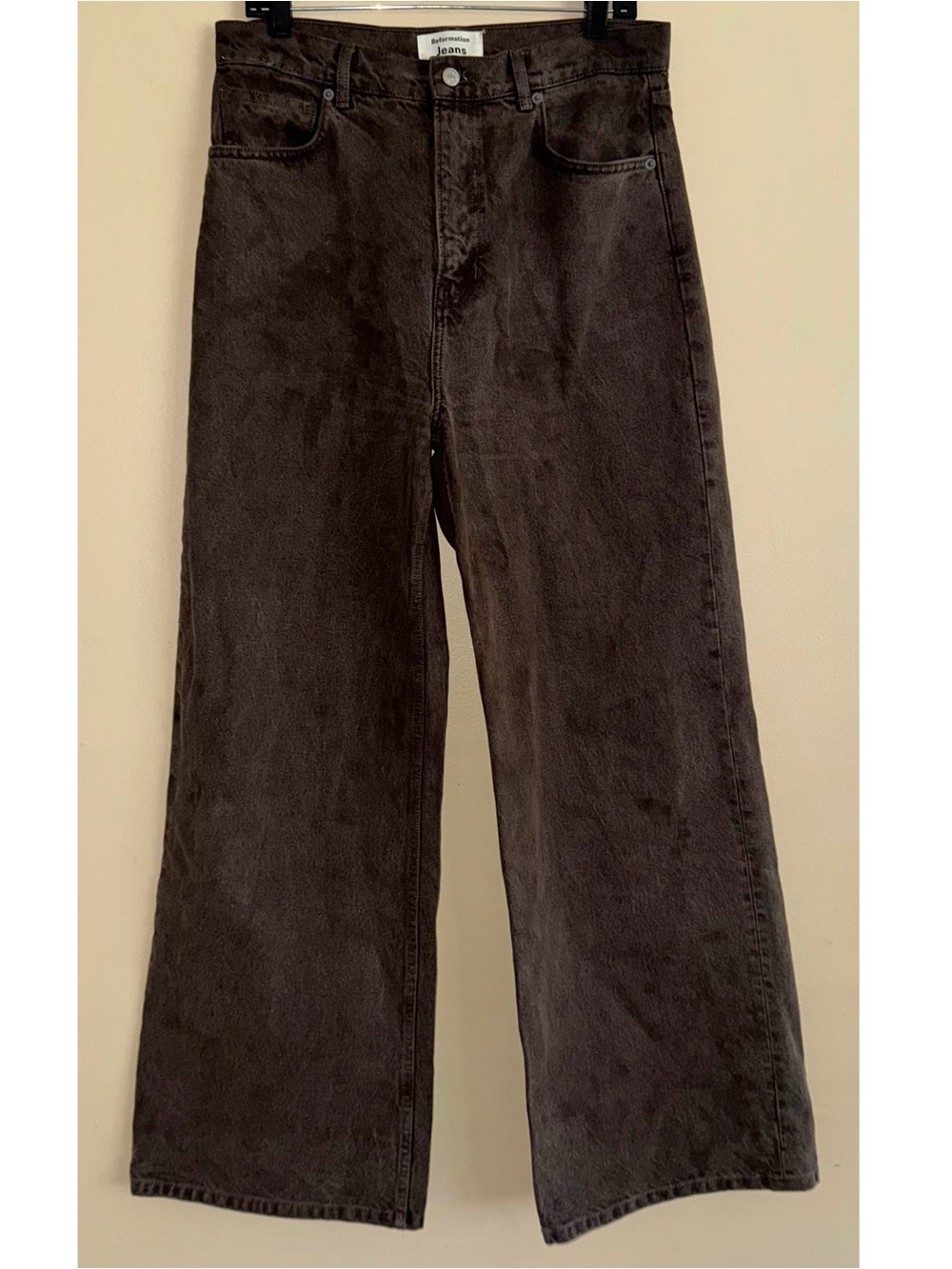 Reformation Cary High Rise Slouchy Wide Leg Jeans Brown Vintage Espresso Size 30 - Picture 4 of 15